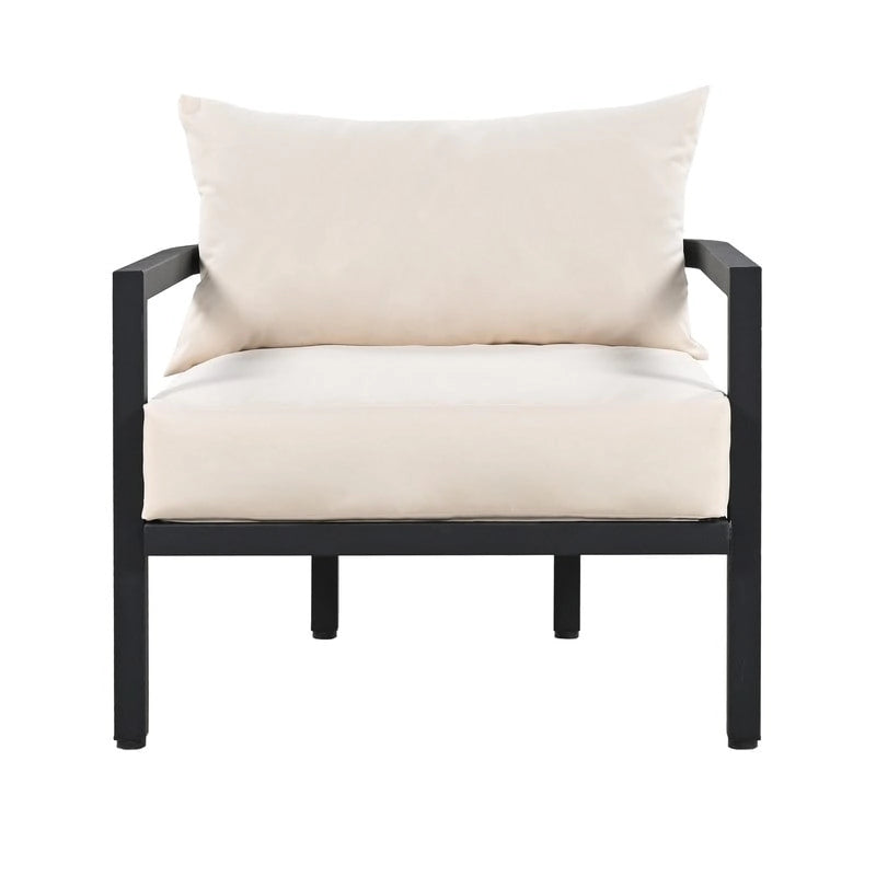Ensemble de meubles de patio 4 pièces, ensemble de canapés modulaires d'extérieur en acier avec causeuse, 2 fauteuils et table basse