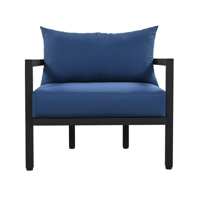 Ensemble de meubles de patio 4 pièces, ensemble de canapés modulaires d'extérieur en acier avec causeuse, 2 fauteuils et table basse