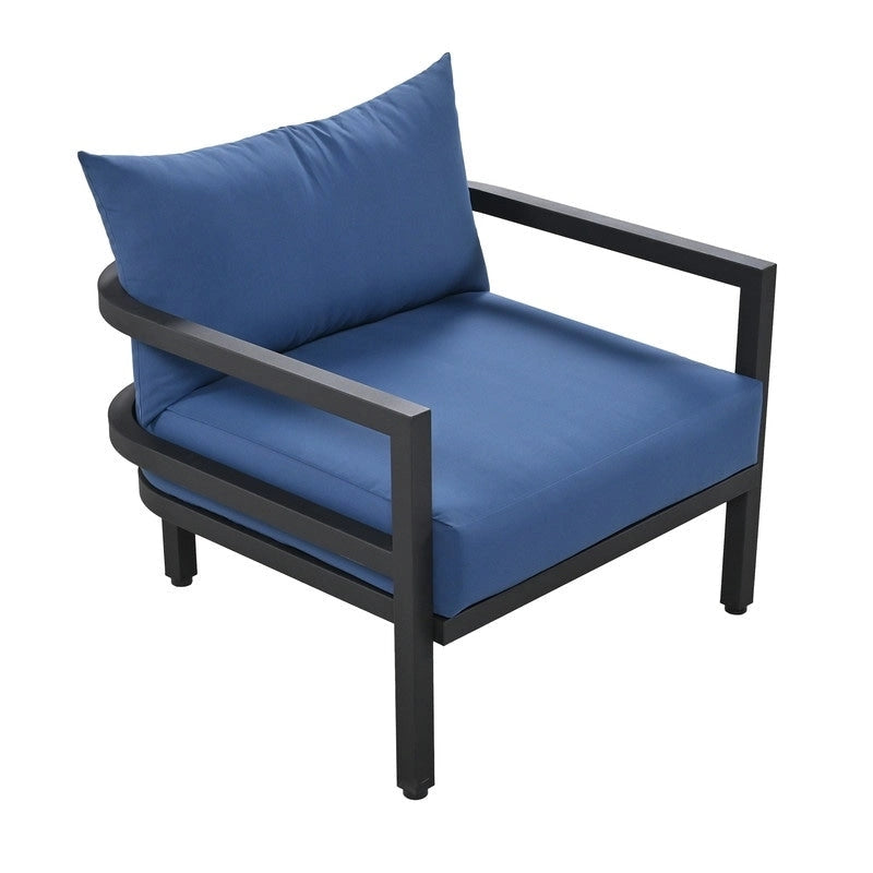 Ensemble de meubles de patio 4 pièces, ensemble de canapés modulaires d'extérieur en acier avec causeuse, 2 fauteuils et table basse