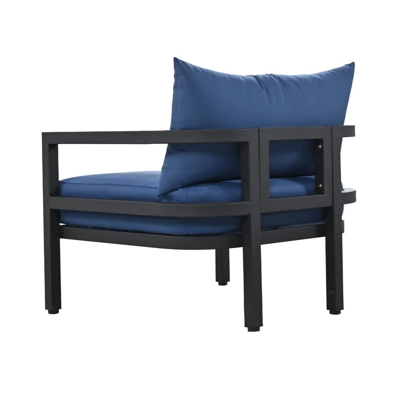 Ensemble de meubles de patio 4 pièces, ensemble de canapés modulaires d'extérieur en acier avec causeuse, 2 fauteuils et table basse