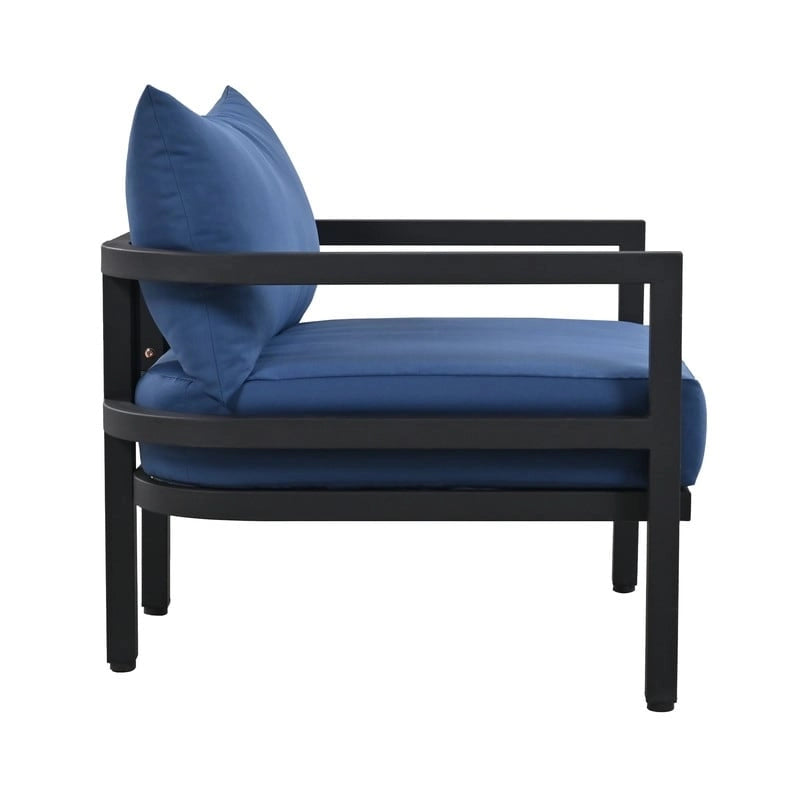 Ensemble de meubles de patio 4 pièces, ensemble de canapés modulaires d'extérieur en acier avec causeuse, 2 fauteuils et table basse