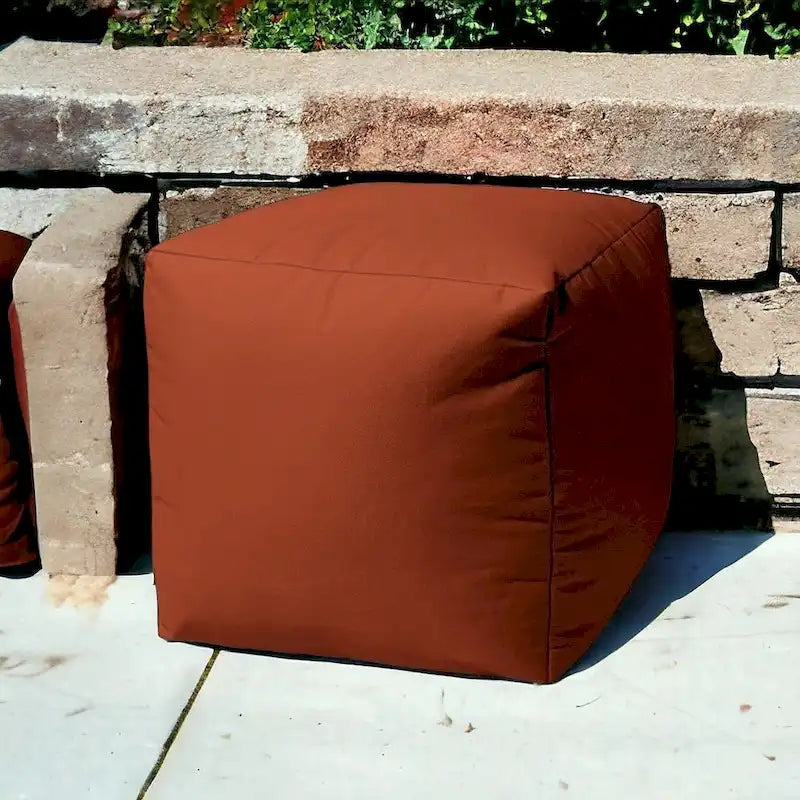 HomeRoots 17 Cool Dark Amber Rust Solid Color Indoor Outdoor Pouf Cover - 17' X '17' X '1