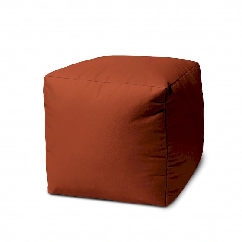 HomeRoots 17 Cool Dark Amber Rust Solid Color Indoor Outdoor Pouf Cover - 17' X '17' X '1