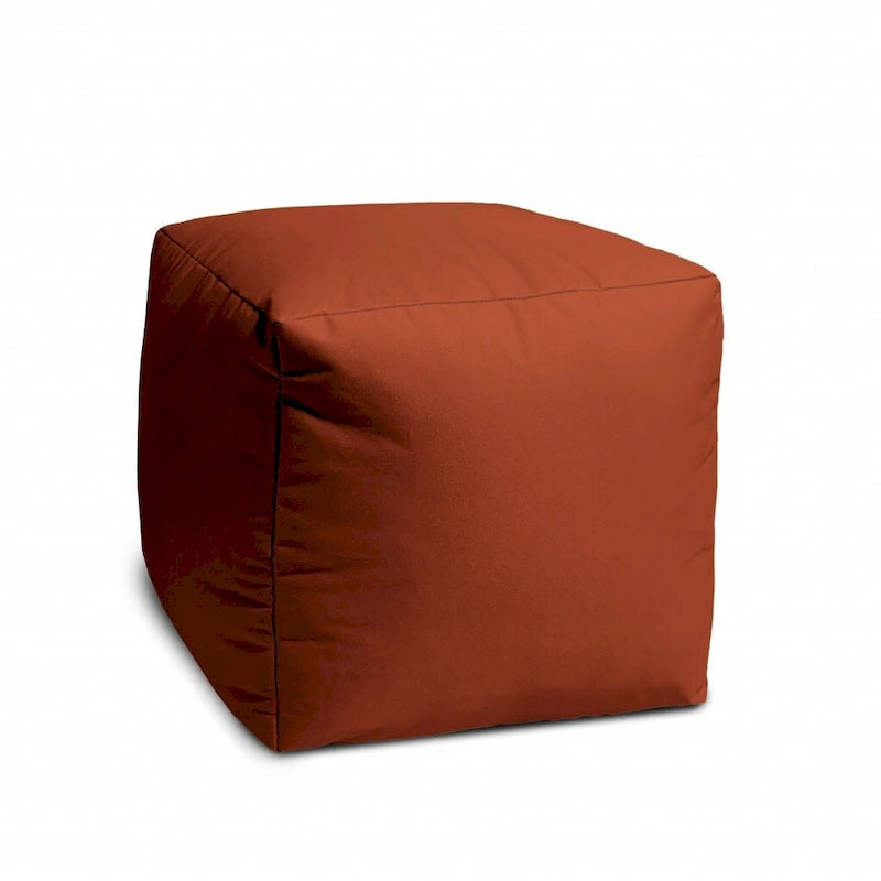 HomeRoots 17 Cool Dark Amber Rust Solid Color Indoor Outdoor Pouf Cover - 17' X '17' X '1