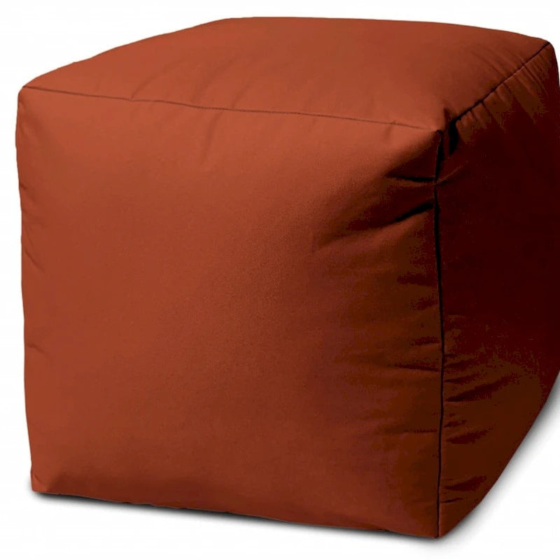 HomeRoots 17 Cool Dark Amber Rust Solid Color Indoor Outdoor Pouf Cover - 17' X '17' X '1