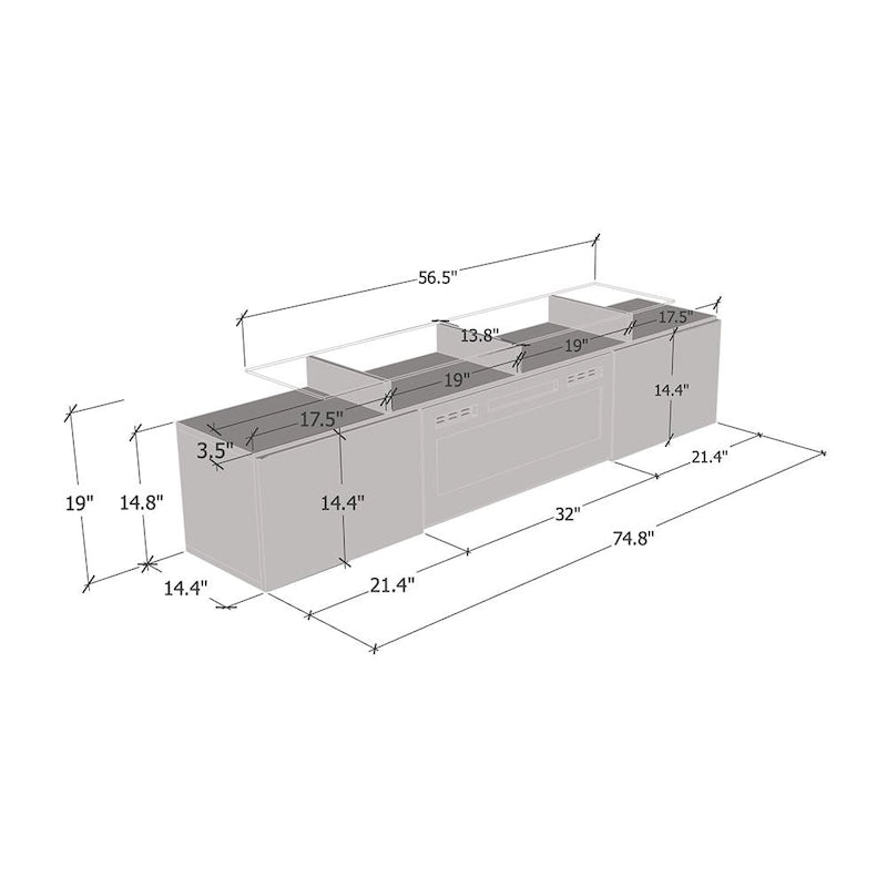 Meuble TV moderne Rova EF Electric Fireplace 75