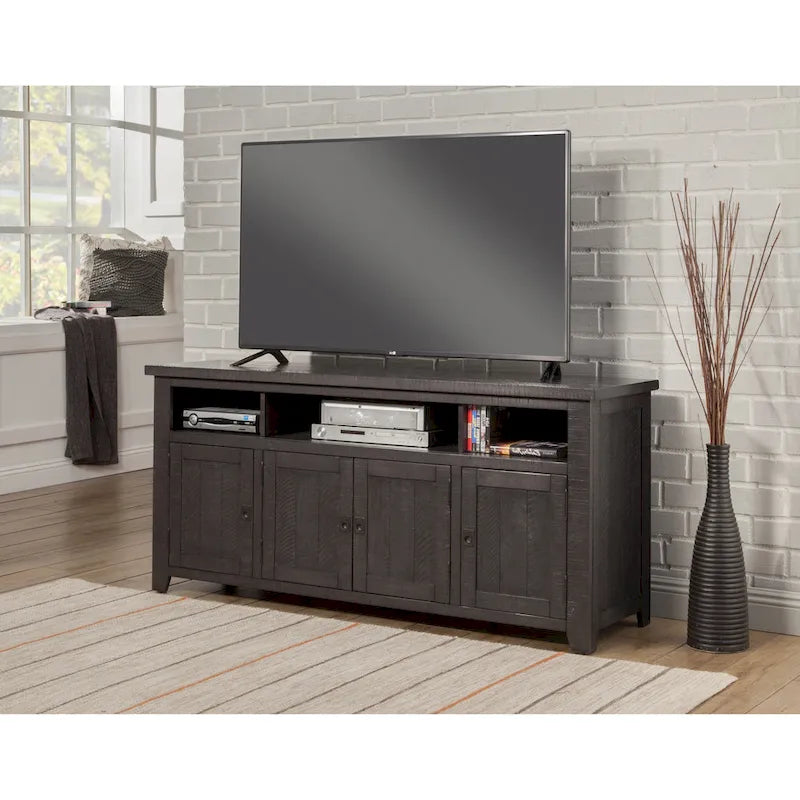 Meuble TV Nantucket en bois massif de 65 po de large avec rangement