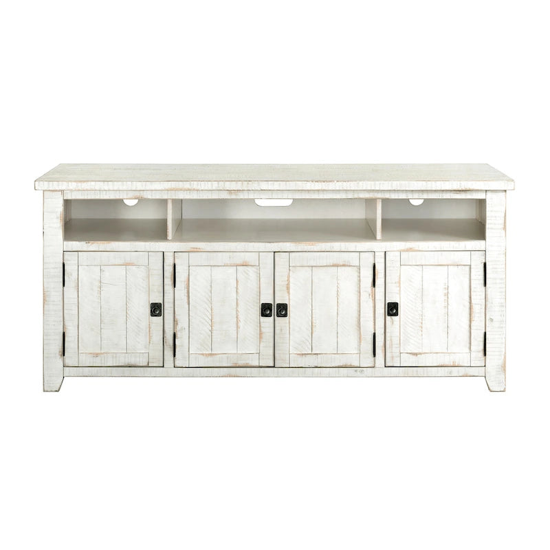 Meuble TV Nantucket en bois massif de 65 po de large avec rangement