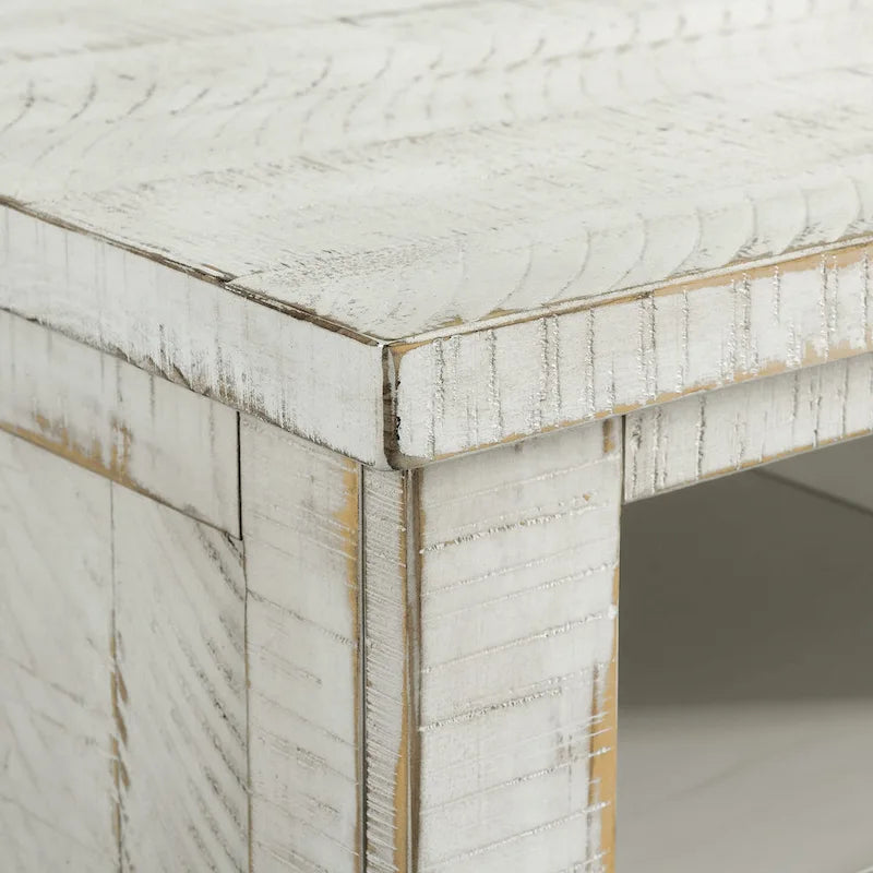 Meuble TV Nantucket en bois massif de 65 po de large avec rangement