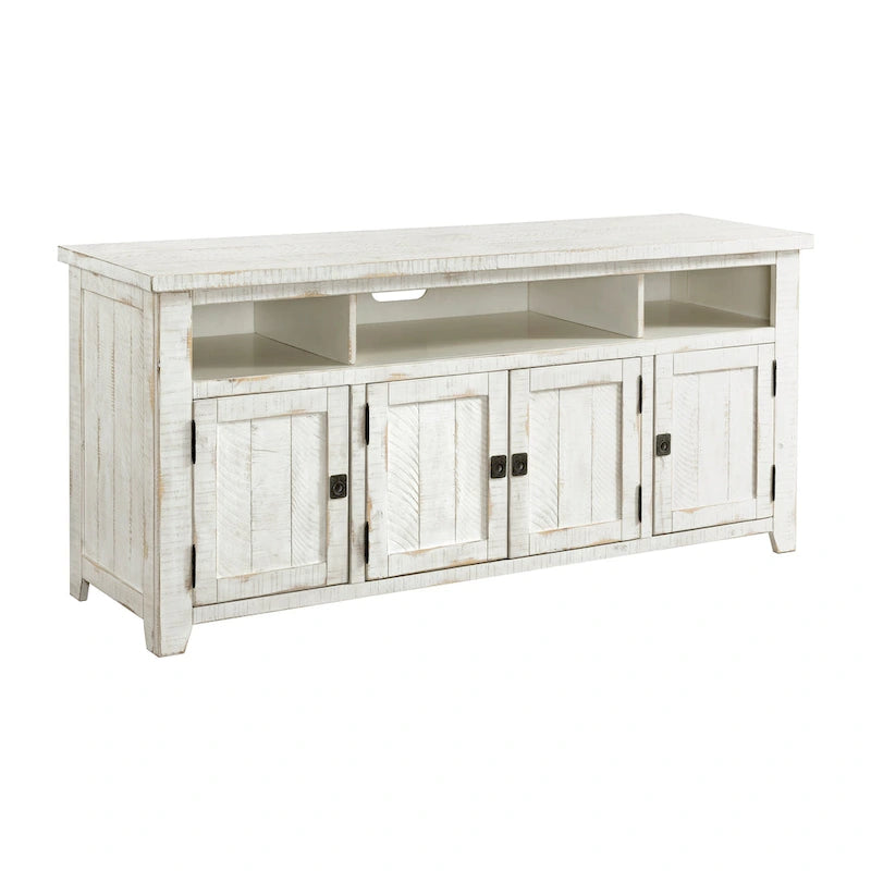 Meuble TV Nantucket en bois massif de 65 po de large avec rangement