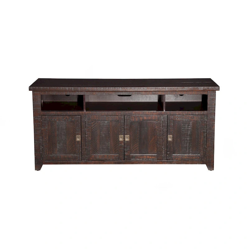 Meuble TV Nantucket en bois massif de 65 po de large avec rangement