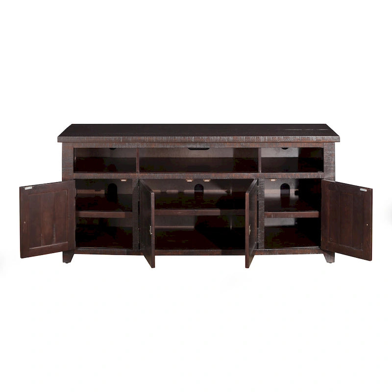 Meuble TV Nantucket en bois massif de 65 po de large avec rangement