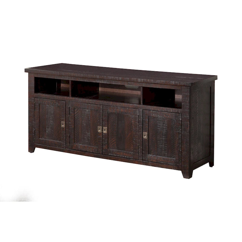 Meuble TV Nantucket en bois massif de 65 po de large avec rangement