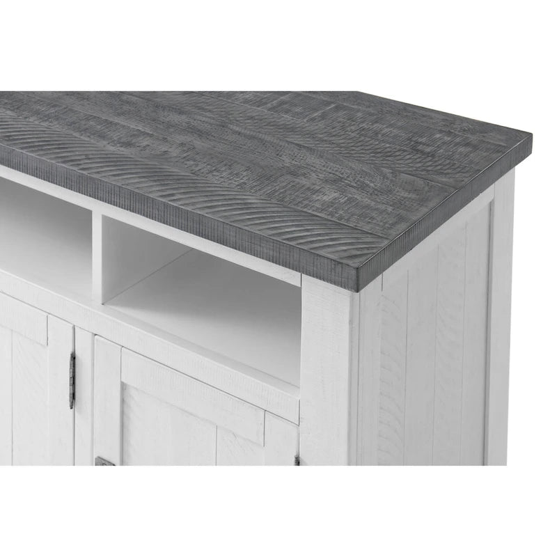 Meuble TV Nantucket en bois massif de 65 po de large avec rangement