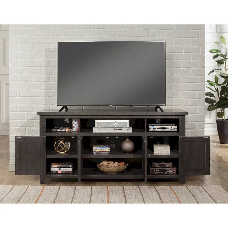 Meuble TV Nantucket en bois massif de 65 po de large avec rangement