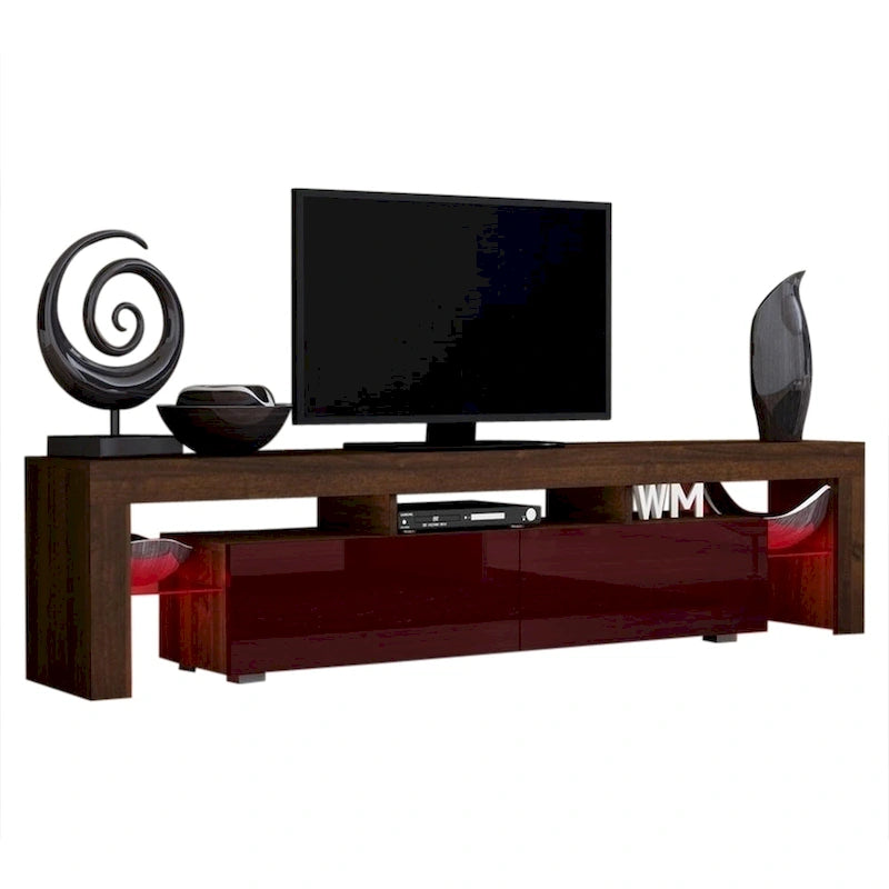 Meuble TV moderne Milano 200 de 79 pouces avec lumières LED 16 couleurs