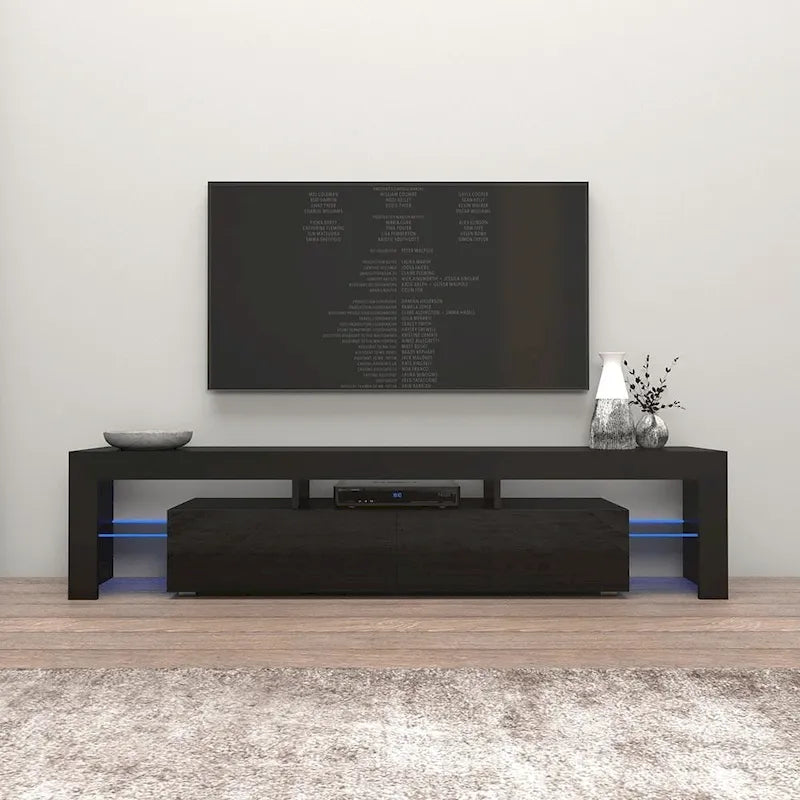 Meuble TV moderne Milano 200 de 79 pouces avec lumières LED 16 couleurs