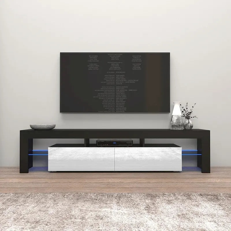 Meuble TV moderne Milano 200 de 79 pouces avec lumières LED 16 couleurs