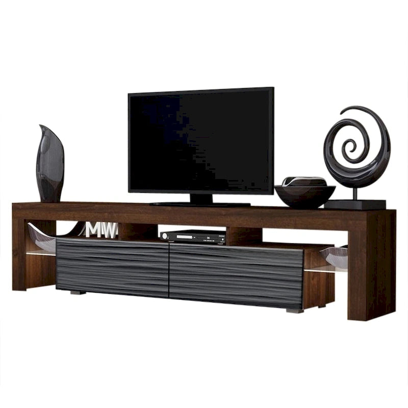 Meuble TV moderne Milano 200 de 79 pouces avec lumières LED 16 couleurs