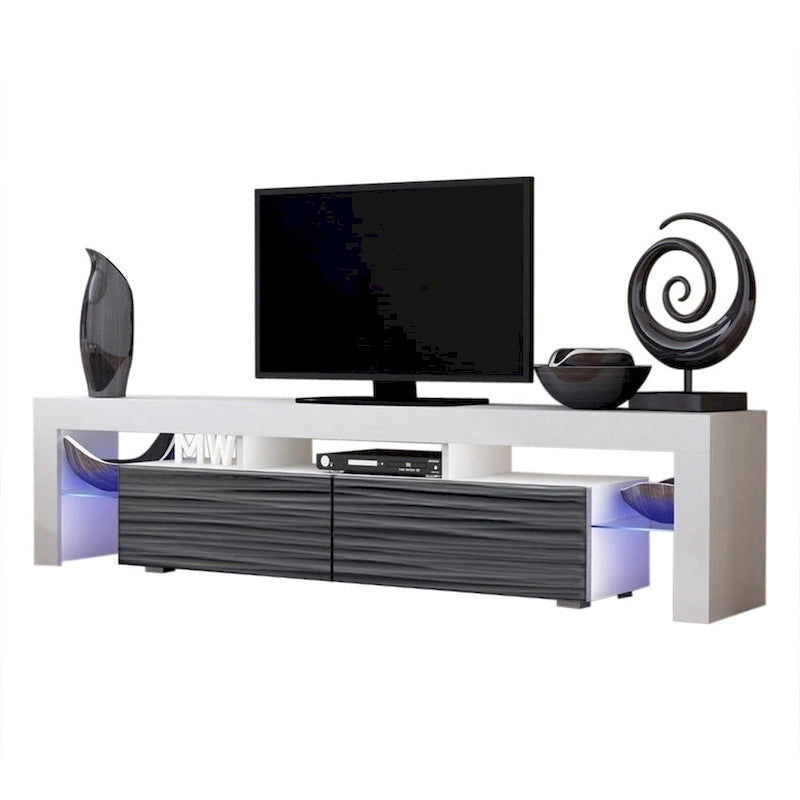 Meuble TV moderne Milano 200 de 79 pouces avec lumières LED 16 couleurs