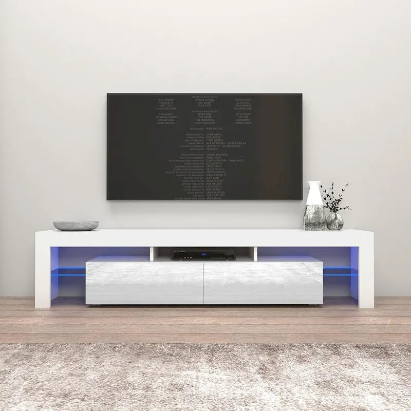 Meuble TV moderne Milano 200 de 79 pouces avec lumières LED 16 couleurs