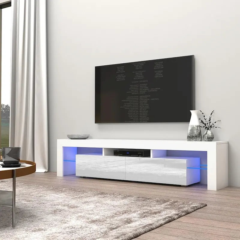 Meuble TV moderne Milano 200 de 79 pouces avec lumières LED 16 couleurs