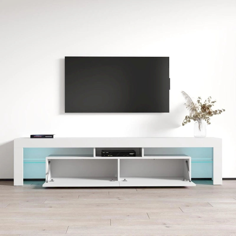 Meuble TV moderne Milano 200 de 79 pouces avec lumières LED 16 couleurs