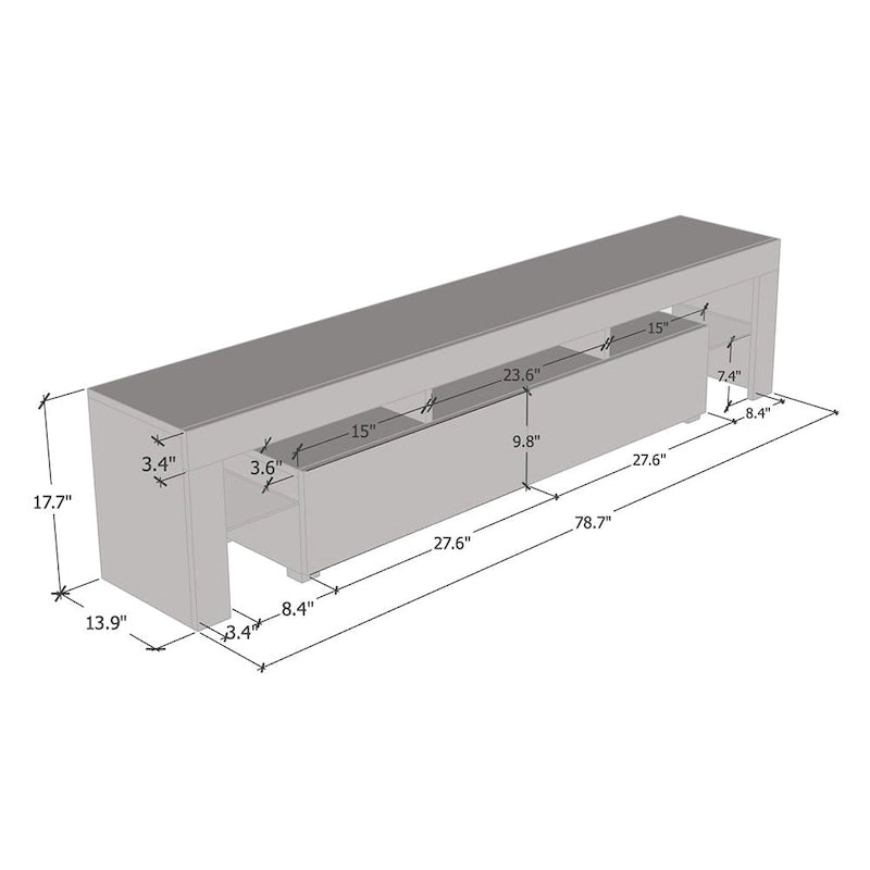 Meuble TV moderne Milano 200 de 79 pouces avec lumières LED 16 couleurs