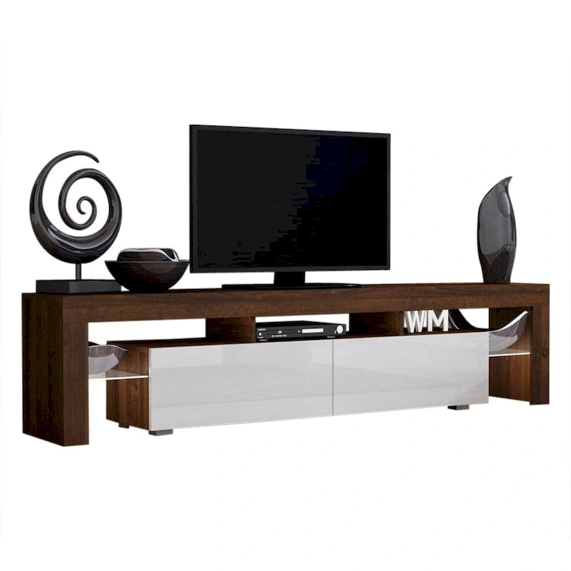 Meuble TV moderne Milano 200 de 79 pouces avec lumières LED 16 couleurs