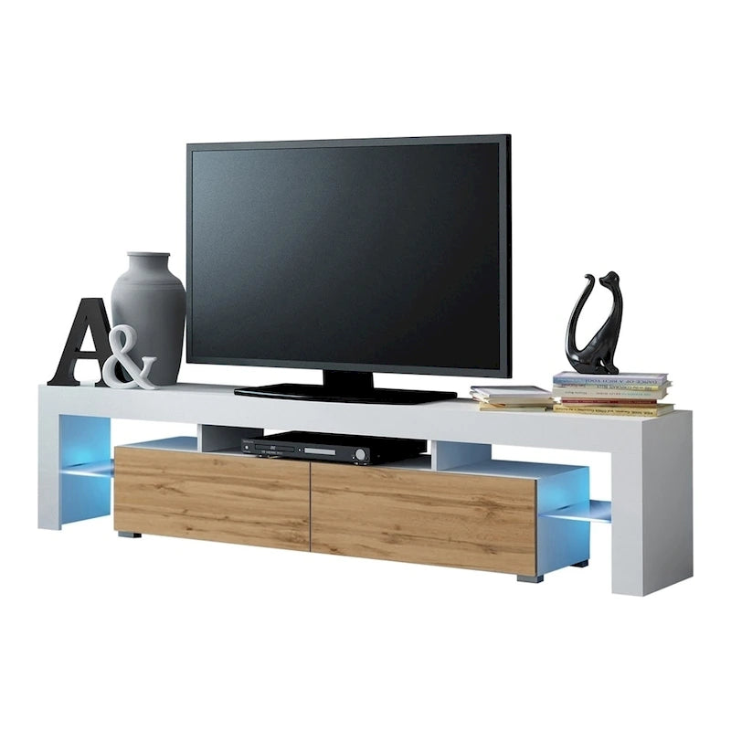 Meuble TV moderne Milano 200 de 79 pouces avec lumières LED 16 couleurs