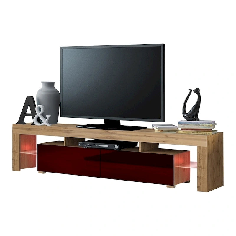 Meuble TV moderne Milano 200 de 79 pouces avec lumières LED 16 couleurs