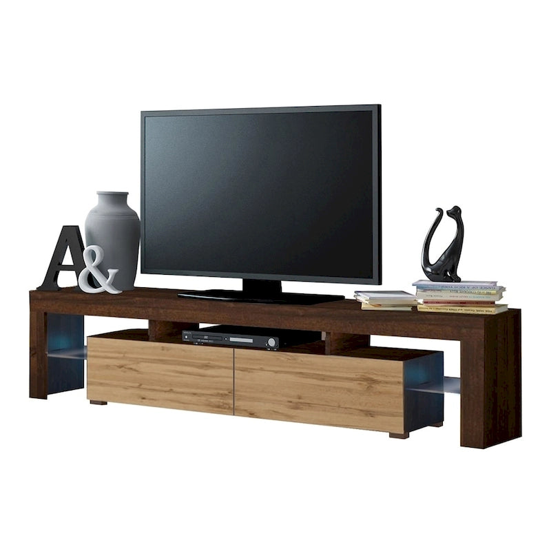 Meuble TV moderne Milano 200 de 79 pouces avec lumières LED 16 couleurs