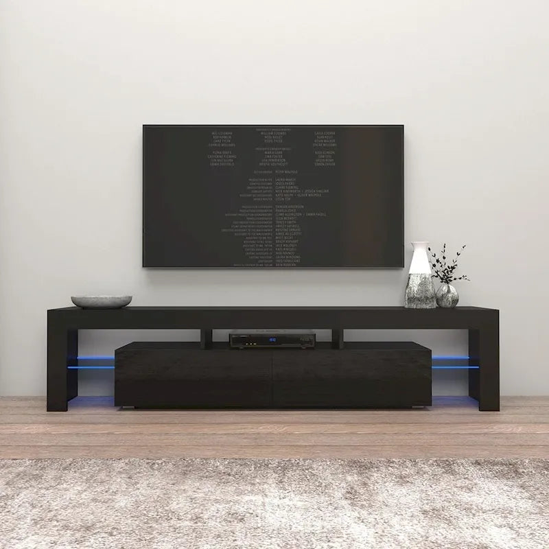 Meuble TV moderne Milano 200 de 79 pouces avec lumières LED 16 couleurs