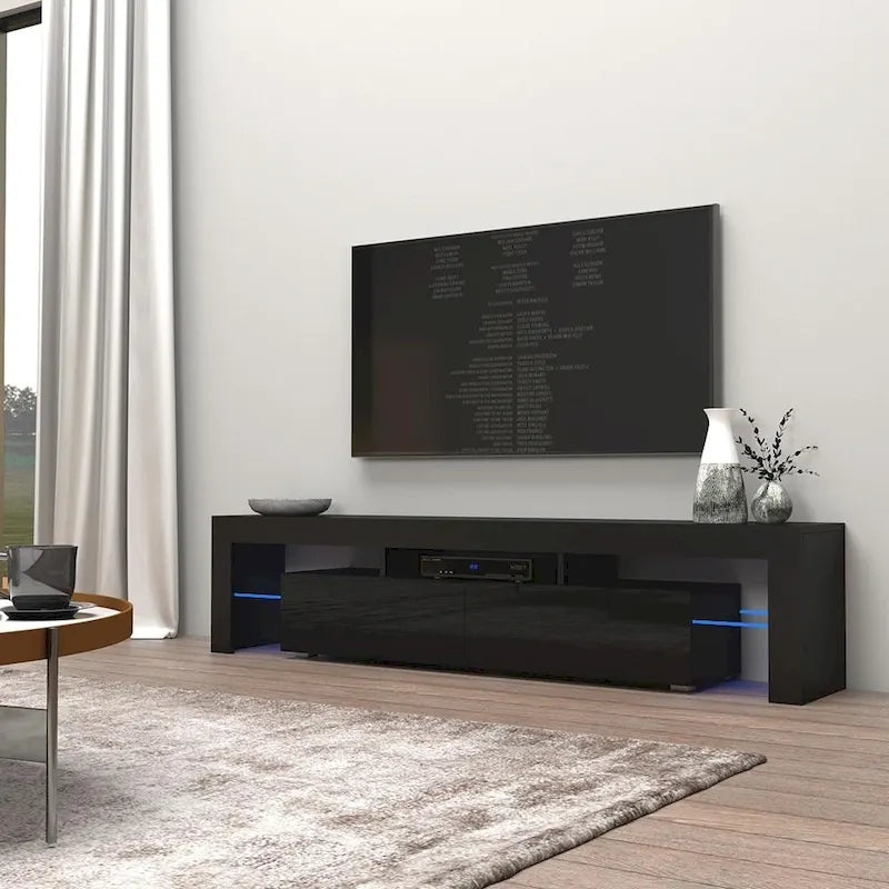 Meuble TV moderne Milano 200 de 79 pouces avec lumières LED 16 couleurs