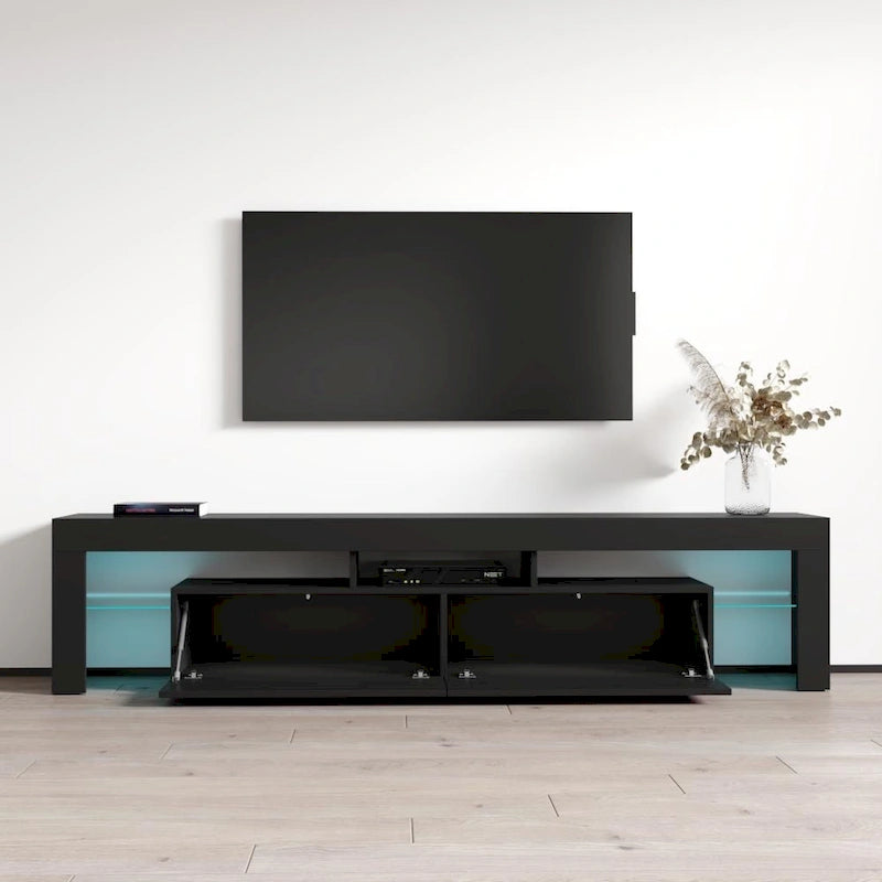 Meuble TV moderne Milano 200 de 79 pouces avec lumières LED 16 couleurs