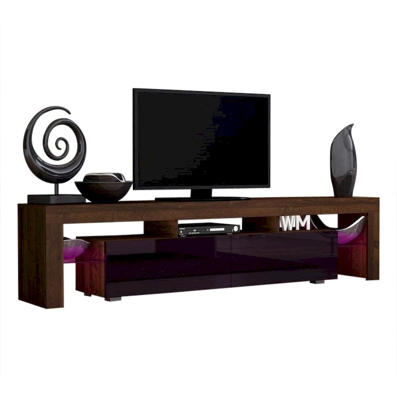 Meuble TV moderne Milano 200 de 79 pouces avec lumières LED 16 couleurs
