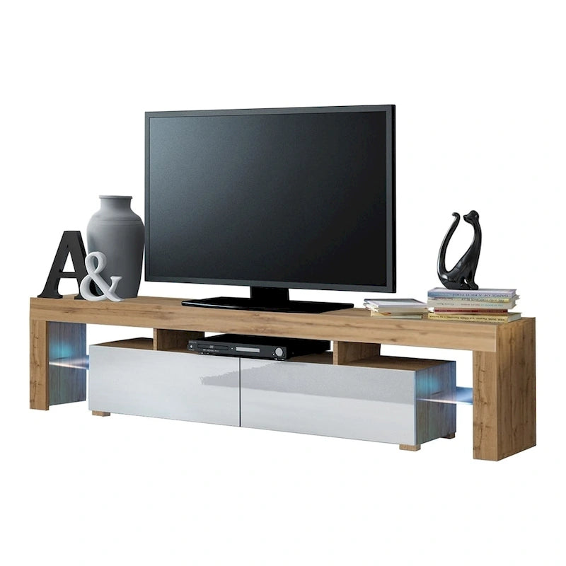 Meuble TV moderne Milano 200 de 79 pouces avec lumières LED 16 couleurs