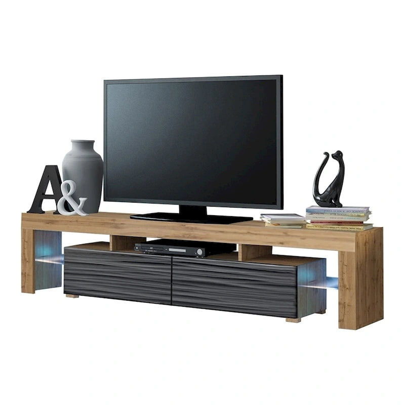 Meuble TV moderne Milano 200 de 79 pouces avec lumières LED 16 couleurs