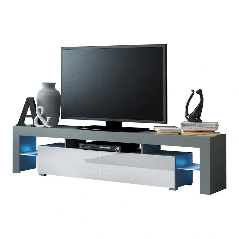 Meuble TV moderne Milano 200 de 79 pouces avec lumières LED 16 couleurs