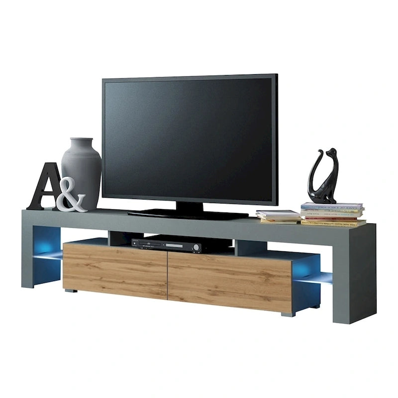 Meuble TV moderne Milano 200 de 79 pouces avec lumières LED 16 couleurs