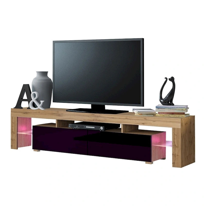 Meuble TV moderne Milano 200 de 79 pouces avec lumières LED 16 couleurs