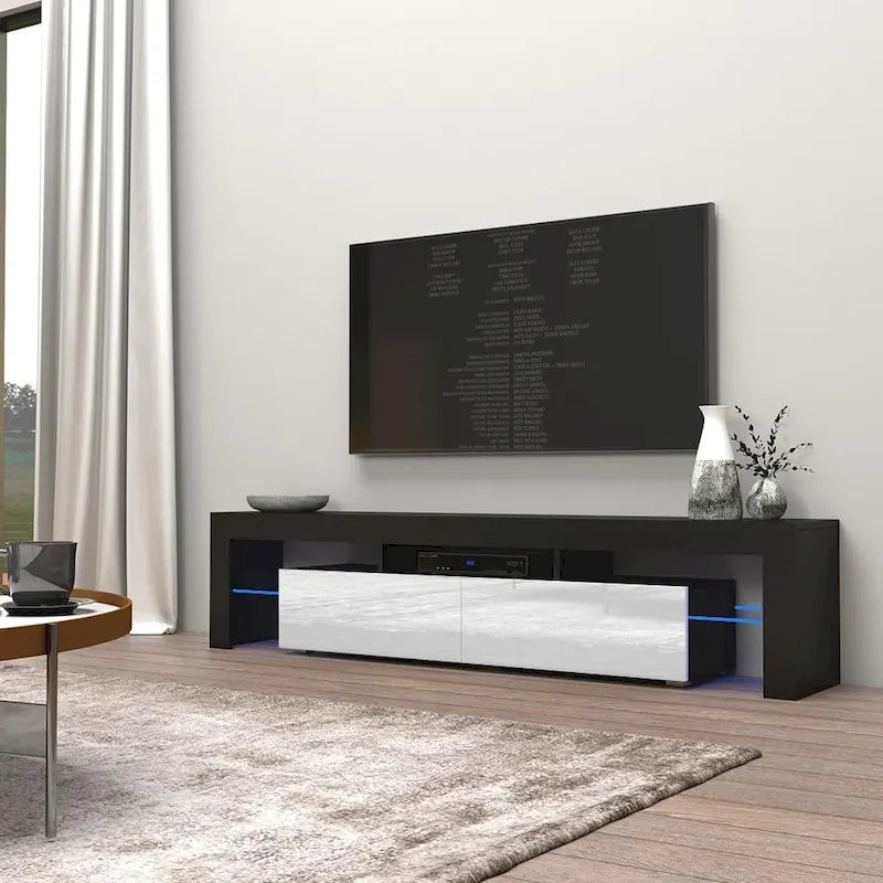 Meuble TV moderne Milano 200 de 79 pouces avec lumières LED 16 couleurs