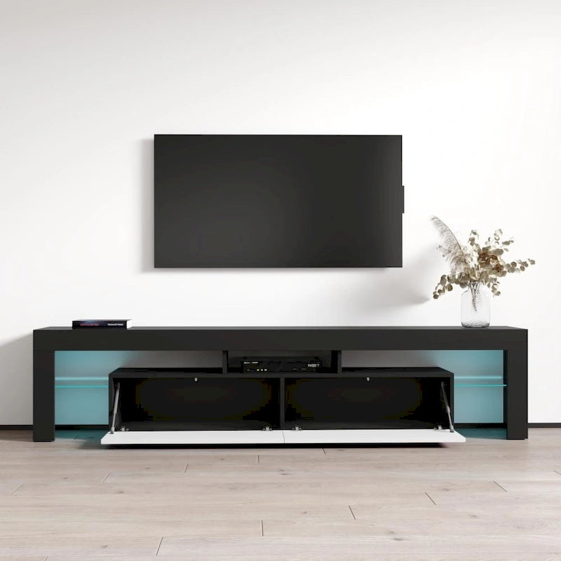 Meuble TV moderne Milano 200 de 79 pouces avec lumières LED 16 couleurs
