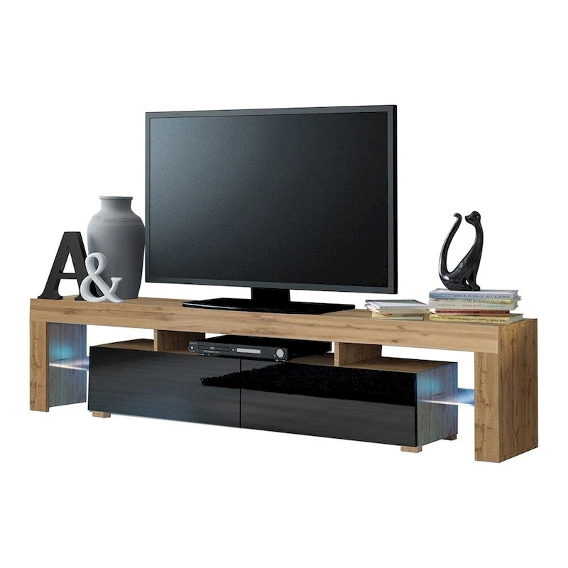 Meuble TV moderne Milano 200 de 79 pouces avec lumières LED 16 couleurs