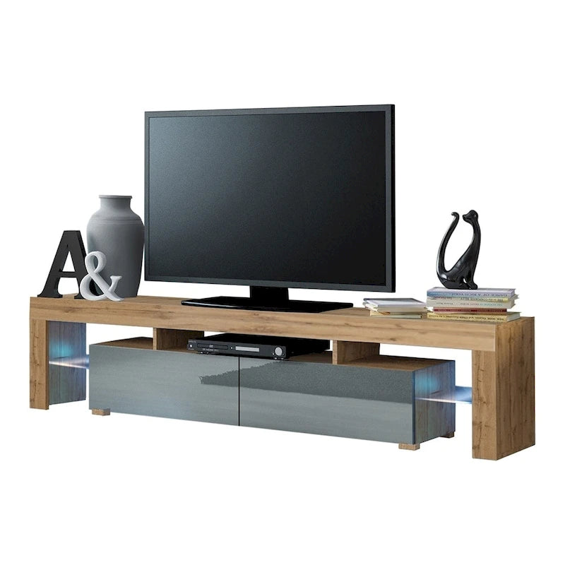 Meuble TV moderne Milano 200 de 79 pouces avec lumières LED 16 couleurs