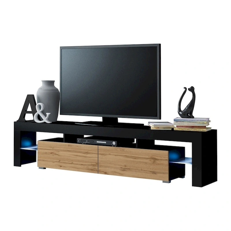 Meuble TV moderne Milano 200 de 79 pouces avec lumières LED 16 couleurs