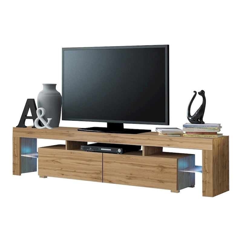 Meuble TV moderne Milano 200 de 79 pouces avec lumières LED 16 couleurs