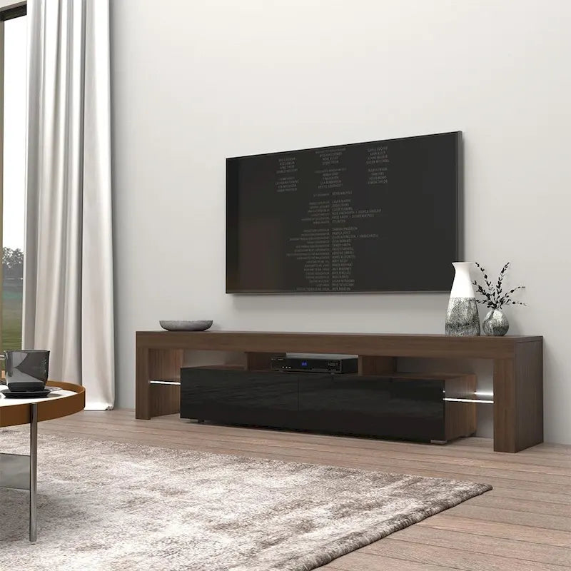 Meuble TV moderne Milano 200 de 79 pouces avec lumières LED 16 couleurs