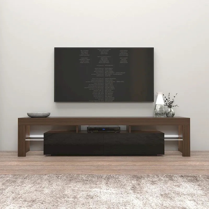 Meuble TV moderne Milano 200 de 79 pouces avec lumières LED 16 couleurs
