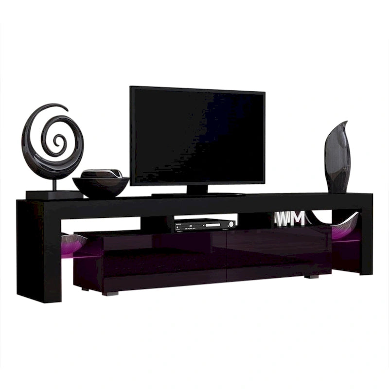Meuble TV moderne Milano 200 de 79 pouces avec lumières LED 16 couleurs